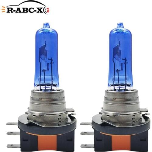 RUIANDSION 2Pcs H15 15W/55W Car Halogen Head Light Bulb Filament Head Lamps Fog Light DRL White 6000K 12V High Low Beam