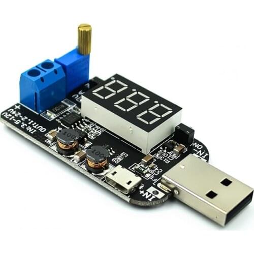 With USB Micro USB 5V to 3.3V 9V 12V 18V 24V Adjustable Buck-Boost Power Supply Voltage Regulator Module LED Display
