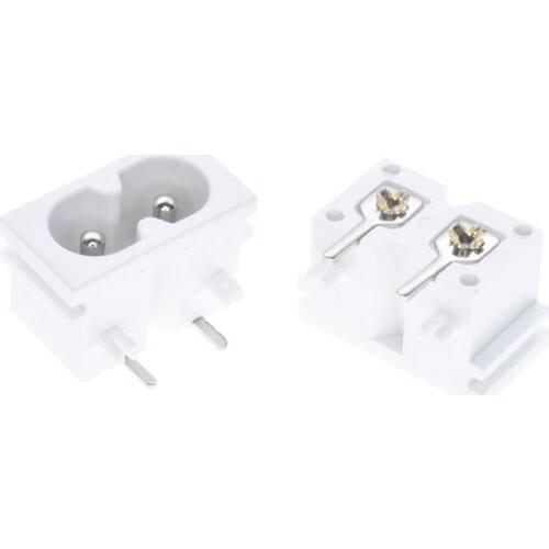 10PCS IEC320 C8 white Male Plug Power socket 2P Connector copper Switch AC-019A