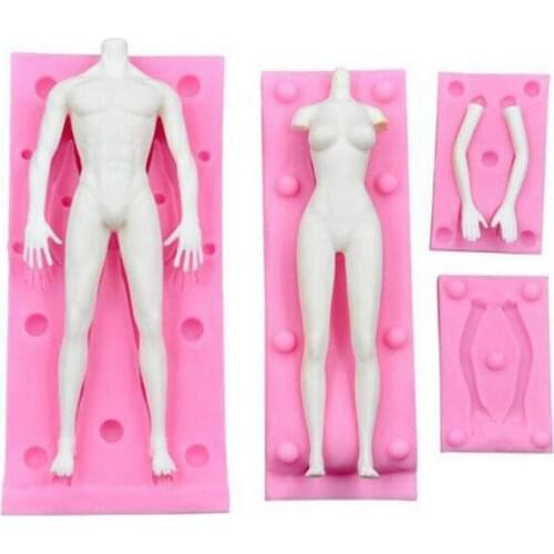 Doll Body Shaped Silicone Mold 3D Fondant Tool For Manikin Handmade DIY Chocolate Baking Decorating Clay Mould Supplies