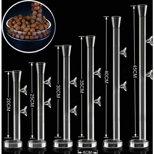 6 Size Glass Aquarium Feeder Tube Holder Dish Transparent Food Feeding Pipe Bowl For Shrimp Fish Snail Aquarium Feeding Tool