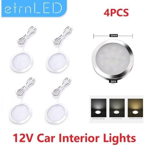 EtrnLED 4pcs LED Spotlight 12V Cars Interior Lighting Boat Camping Trailer Motorhome RV Carava Camper Van Roof Ceiling Lights 3W