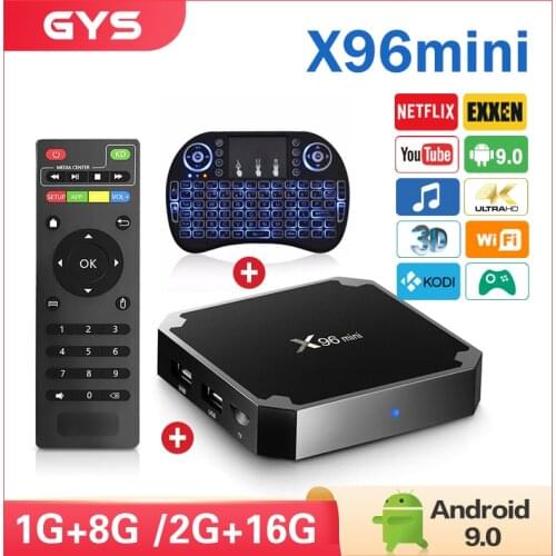 X96Mini Android 9.0 4K Smart TV Box Quad Core Amlogic S905W Tvbox 1GB 8GBTv box Set Top Box 2.4GHz WiFi 1080p
