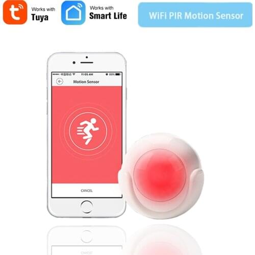 Smart Wireless 2.4GHz WiFi PIR Motion Detection Sensor, Tuya Smart Life Free APP compatible IOS & Android, No Hub required