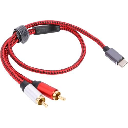 USB Type C Male to 2 RCA Male Audio Cable Adapter Cord for Xiaomi Huawei Tablet Speaker Amplifier TV