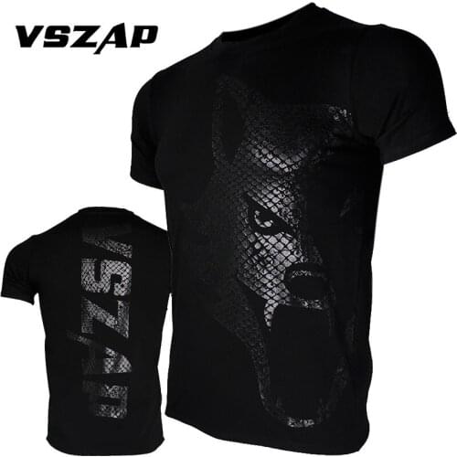 VSZAP Combat Short sleeve gym T-shirt Combat Sashimi Thai Boxing half sleeve cotton breathable male muscle exercise