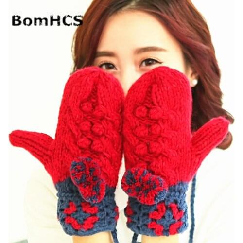 Lady Fashion Winter Thick Warm Gloves Handmade Knitted Mittens