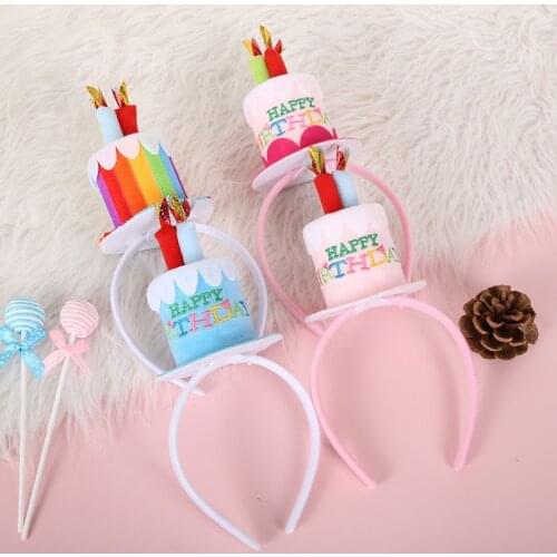 1pcs Birthday Caps Birthday Cake Candle Hair Band Hat Newborn Baby Birthday Headband Party Decorations
