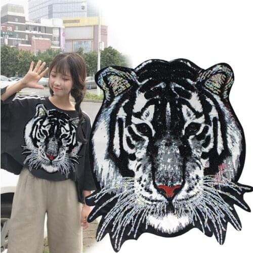 Embroidered Sew Badge DIY For Motor Jacket Fashion Large Tiger Embroidery Patches For Clothing