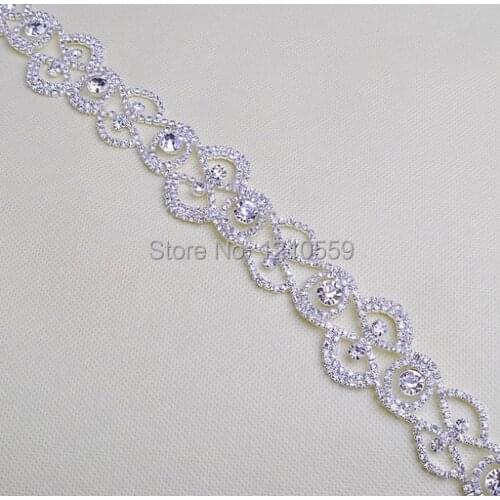 1 Yard Wholesale 3.5CM Wide Clear Crystal Rhinestone Trim Chain Free Shipment