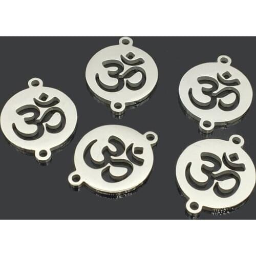 10pcs Yoga Chakra Stainless Steel Charm New Yoga OM Stainless Steel Accessory Pendant for DIY Jewelry Making