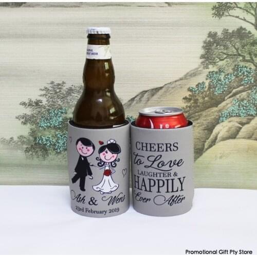 100pcs Imprint Logo Stubby Holder Wedding Personalized Can Coolers DIY Gifts For Guests Destination Wedding Ideas Stubby Holder