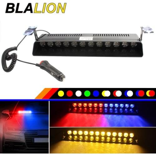 12 LED S12 Police Flasher Strobe Warning Light Flashing Emergency Lamp Windshield Police Beacon Lights Stroboscopes for Car 12V