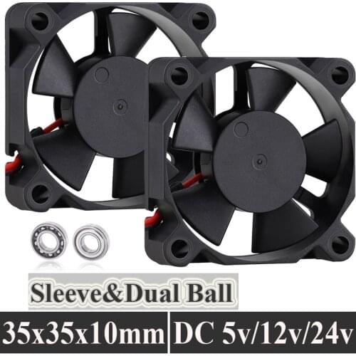 2PCS Gdstime 5V 12V 24V 35mm 35x35x10mm 3510 Cooling Fan 2PIN Cooler PC Computer Laptop Cooling Cooler Sleeve/Ball Bearing