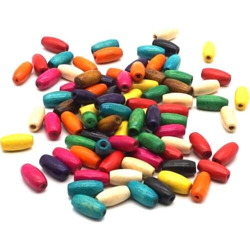 200pcs Natural Eco-friendly Olive Shape Painted Colorful Oval Wooded Bead Fit DIY Handmade Beading Bracelet Jewelry Accessories