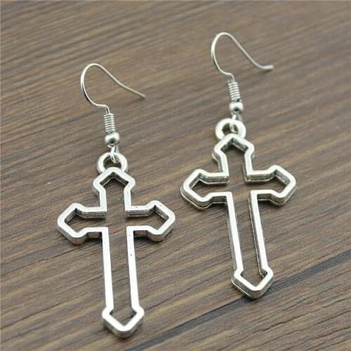 2021 Hot Sale Retro Hollow Out Cross Dangle Earring Gothic Women Silver Color Earring Punk Women Street Hip Hop Party Jewelry