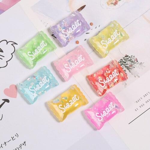24pcs Glitter Resin Lucency Crystal Sweet Candy Color Ornaments DIY Craft Supplies Basteln Arts Kids Hair Accessories Materials