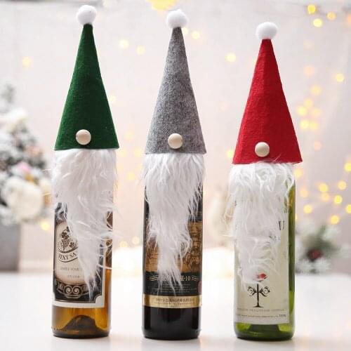 32x10CM New Faceless Old Man Doll Wine Bottle Set Wine Bag Gift Bag Dress Up Gift Bag White Beard Hat Christmas Decorations