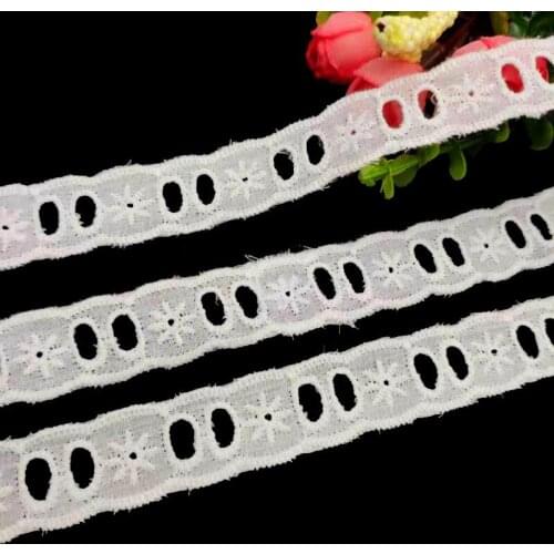 5Meters Hollow Out Floral Embroidered Cotton Lace Ribbon DIY Handmade Crafts Fabric Home Textile Decor 2cm White Lace Trimming