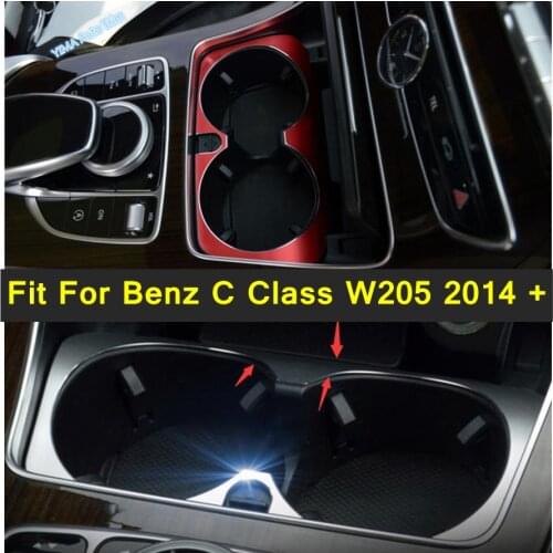 Lapetus Interior Accessories Water Cup Holder Decoration Frame Cover Trim Metal Fit For Mercedes-Benz C Class W205 2014 - 2021