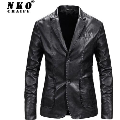 CHAIFENKO 2020 Spring Autumn Mens Leather Jacket Casual Vintage Motorcycle PU Leather Jacket Men Fashion Biker Slim Coat Men
