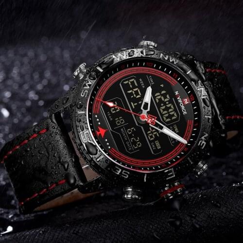 NAVIFORCE Fashion Brand Gold Quartz Men Watch Waterproof Dual Display Man Wristwatch Military Sport Male Clock Relogio Masculino