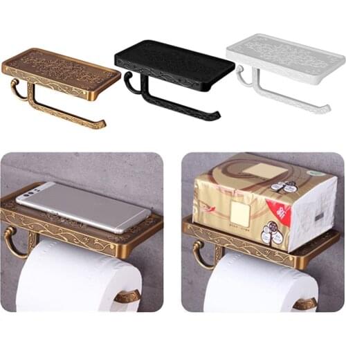 Retro Toilet Paper Holder Space Aluminum Paper Towel Rack Stainless Steel Bathroom Kitchen Roll Shelf Wc Accessories Wall Mount