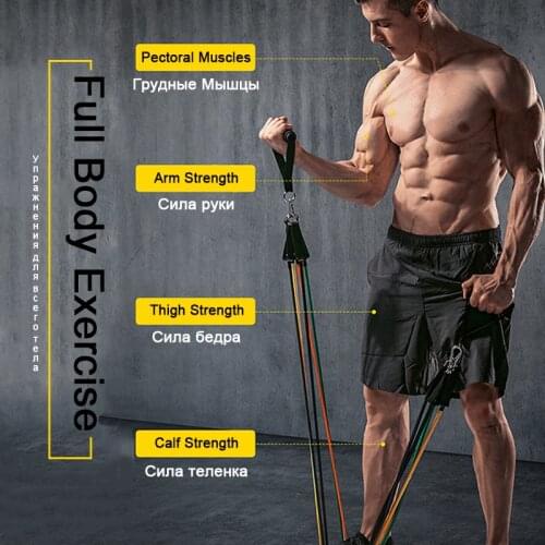 SKDK Muscle Strength Training Resistance Band Home Latex Fitness Pull Rope Set Exercises Workout Elastic Bands Fitness Equipment