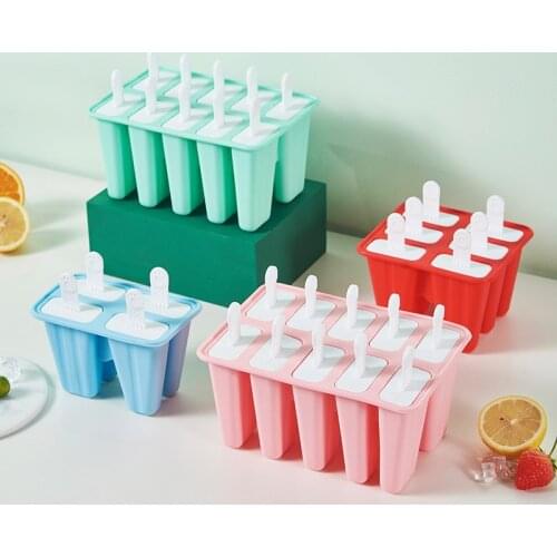 Creativity Silica gel Ice mold DIY popsicles Ice cube mold 4 grids 12 grids ice cream Homemade Popsicle Box Ice cream box