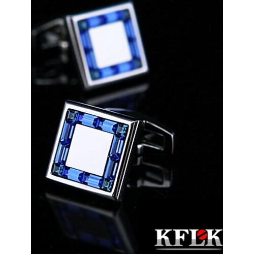 KFLK jewelry shirt cufflinks for mens Brand Crystal Cuff links Buttons High Quality Luxury Wedding Groom Fashion guests
