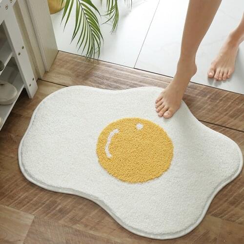 Poached Egg Shape Floor Mats Cartoon Non-slip Bathroom Doormat Entrance Area Rugs Washable Balcony Carpet Chidren Doormats