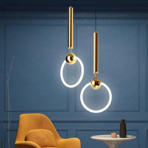 Round pendant light Modern Bedside Pendant Light Nordic circle led lamp creative Clothing Store Shop metal pendant light