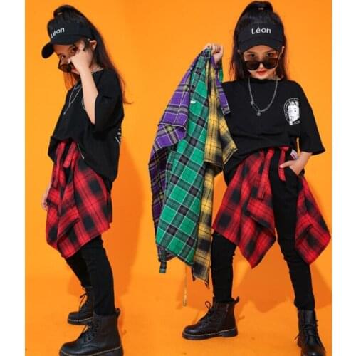 Girls Cool Hip Hop Carnival Costumes Dance Clothing Kids Tshirt Tops Pants Jazz Dancing Outfits Street wear Festival Accessories