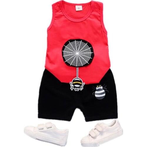 Summer Children Vest Clothes Set Baby Boys Clothing Set Sleeveless Tops + Shorts Kids suit Boy Character t shirt