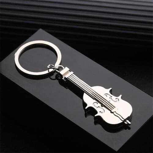 1 PC New Design Mini Fashion Lovely Guitar Violin Metal Keyring Charm Music Keychain Creative Gifts wholesale dropshipping