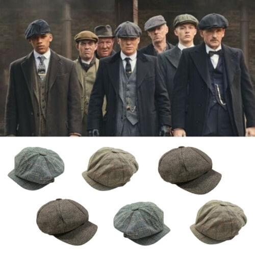 2019 Fashion Unisex Women Mens Tweed Herringbone Newsboy Cap Cabbie Unisex Peaky Blinders Baker Women cap Hat men Winter hat