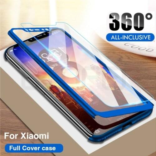 Fashion Full Cover PC Case For Xiaomi Redmi Note 4 5 6 4X 7 Pro 5A Prime Global GO K20 Mi 5X 6X 8 9 SE A1 A2 F1 Tempered Glass