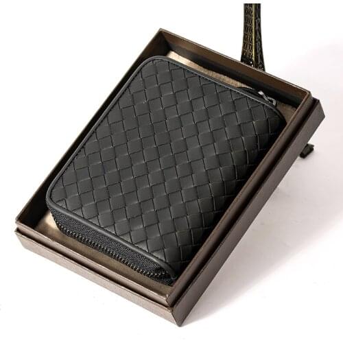 Mens card bag womens leather woven exquisite card sleeve ultra thin high-grade high-capacity multi card drivers license card