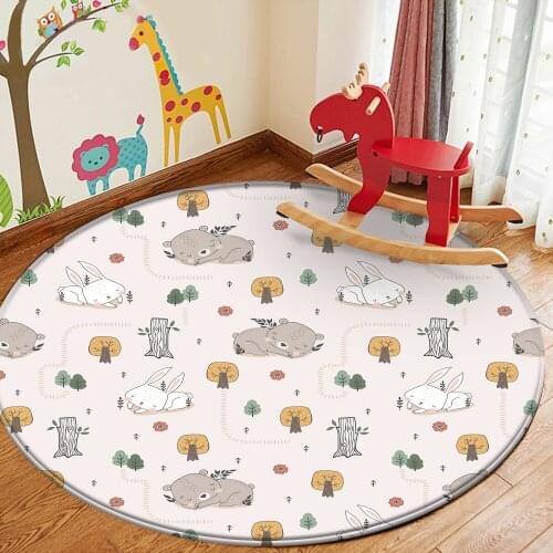 Non-Slip Flannel Round Carpet For Living Room Study Mat Area Rugs Bedroom Decor Top Kid Fashion Pattern Carpets Cartoon