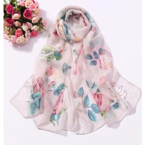 2020 NEW Sunscreen flower chiffon Georgette scarf silk square hijab cool shawl ladies foulard femme Scarves hair bufanda mujer