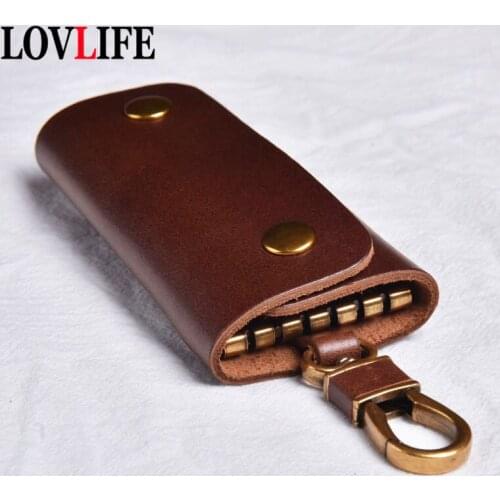 Brand New Genuine Leather Key Wallet DIY Keychain EDC Car Key Holder Key Fob Organizer Large Capacity Men Waist Hanging Handmade