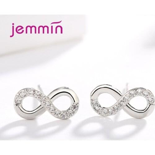 Charm 925 Sterling Silver Simple Bowknot Infinity Earrings for Women Fashion Wedding Jewelry Bowtie CZ Zircon Brincos Mujer