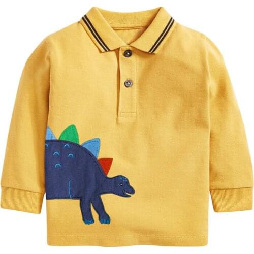 Autumn Toddler Boy Fall Clothes Designer Brand Kids Luxury Shirt Casual Cotton Tops Dinosaur Print T Shirt for Kids 2-7 Years