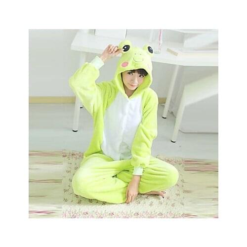 Pajamas Frog Leotard/Onesie Festival/Holiday Animal Sleepwear Halloween Green Patchwork Polar Fleece For Unisex