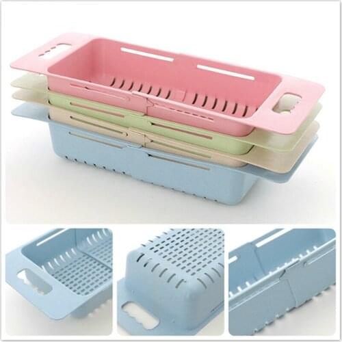 Adjustable Kitchen Dish Drainer Sink Drain Basket Washing Vegetable Fruit Plastic Drying Rack Kitchen Accessories Organizer