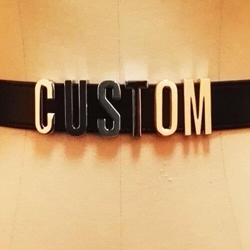 Men Women Unisex Unique Choose Letters Handmade Custom Letter Waist Belt Leather Cummerbunds Customised Name Word Waist Belt