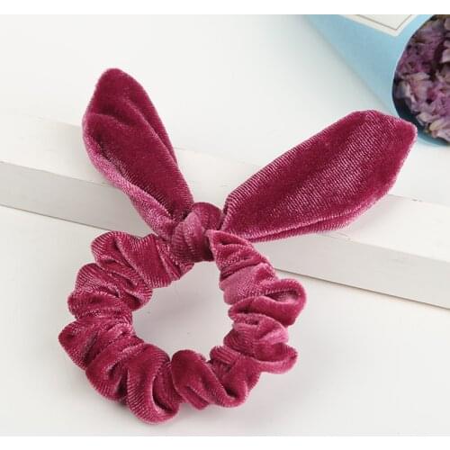 Women Girls Bunny Ears Scrunchie Hair Rope Velvet Hair Tie Bows Elastic Hair Ring Ponytail Holder Fashion Hair Accessories