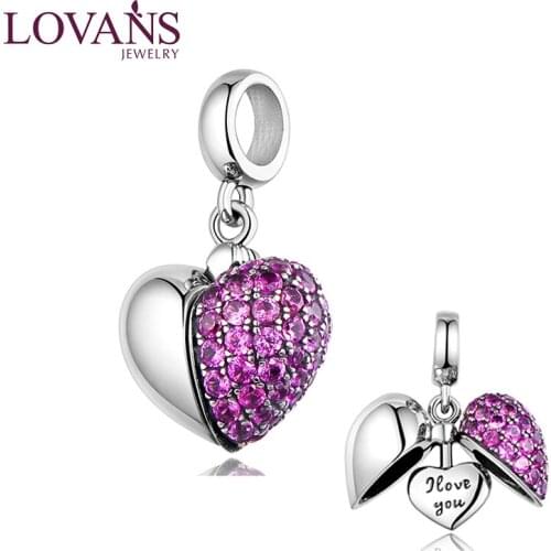 LOVANS Silver Charms Beads For Snake Chain Bracelet Women Silver Beads European Charm Love Heart Pendant For Bracelet Necklace