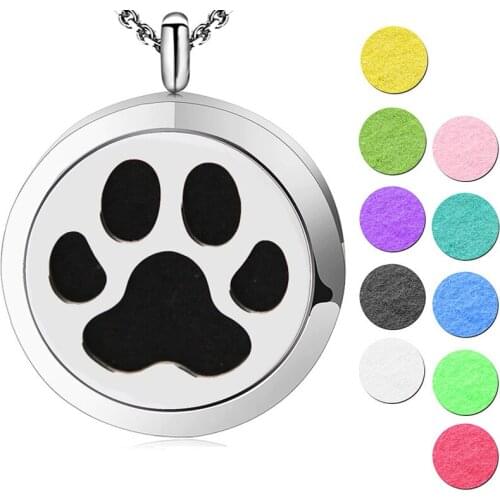 AMYA Silver Jewelry Dog Palm Aromatherapy Essential Oils Stainless Steel pendant Perfume Diffuser Locket Necklace