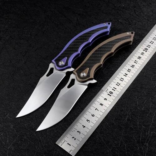 Pocket Wing Claw Folding Kitchen Fruit Knife M390 Blade TC4 Titanium + Carbon Fiber Handle Outdoor Camping Hunting EDC Tool